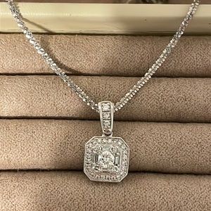 Helzberg Diamonds 14kt white gold chain and drop pendant necklace